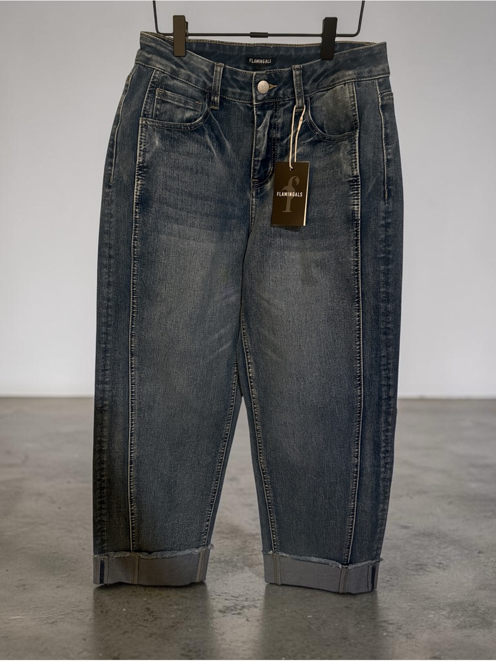 NWT Flamingals DkWash-Blue Jeans Barrel fit SZ SM